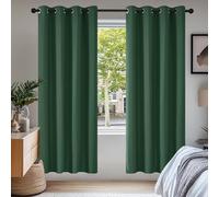 Deconovo Rideaux Occultants Isolant Thermique Anti Froid, Rideaux pour Salon et Chambre, Design Moderne à Oeillets, 140x175 CM (Largeur x Hauteur), Vert Sapin, 2 Pièces