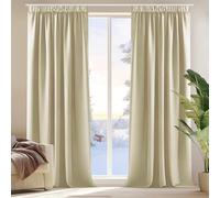 Deconovo Rideaux Occultants Isolant Thermique Anti Froid, Rideaux pour Salon et Chambre, Design Moderne Galon Fronceur, 140x245 CM (Largeur x Hauteur), Beige Foncé, 2 Pièces