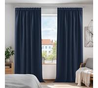 Deconovo Rideaux Occultants Isolant Thermique Anti Froid, Rideaux pour Salon et Chambre, Design Moderne Galon Fronceur, 140x200 CM (Largeur x Hauteur), Bleu Marine, 2 Pièces