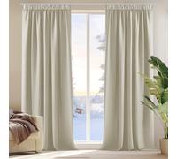 Deconovo 2 Pièces Rideaux Cuisine Occultant Anti Chaleur Froid Galon Fronceur Salon Balcon Bureau Rideau Isolant Thermique Anti Froid Phonique Chambre Beige 140x175cm