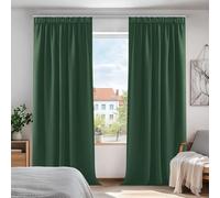 Deconovo Rideaux Occultants Isolant Thermique Anti Froid, Rideaux pour Salon et Chambre, Design Moderne à Oeillets, 140x175 CM (Largeur x Hauteur), Vert Sapin, 2 Pièces