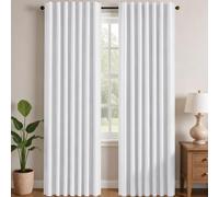 Deconovo Rideaux occultants, Opaques, avec Bandes froncées, Rideaux Thermiques 3 en 1, Chambre à Coucher, 2 Pièces140×180 CM (Largeur x Hauteur) Blanc Pâle Gris