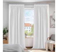 Deconovo Rideaux Occultants Thermique Anti Froid Isolant avec Galon Fronceur Rideau Salon Moderne Blanc Pâle Gris 140x260cm