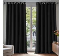 Deconovo Rideaux Occultants Thermique Moderne Grande Largeur Noir | 2 panneaux, L 229 x H 229 cm, Separation de Piece, Anti Chaleur, Opaque, Acoustique, Draperies à Oeillets ,Anti Bruit