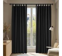 Deconovo Rideaux occultants Thermiques isolants 140 x 290 cm 2 pièces, Rideaux Modernes pour Salon intérieur, avec Passants, Noir