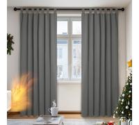 Deconovo Rideaux Passants, Gris Clair, 140x210 cm (L x H), Lot de 2, Panneaux de Rideau Occultant en Polyester pour Chambre à Coucher, Salon, Cuisine