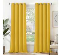 Deconovo Rideaux Thermiques Rideau Occultant Tissu Opaque Jaune Moutarde | 2 panneaux, L 117 x H 229 cm, Rideau Fenetre, Separation de Piece, Anti Chaleur, Isolant, Decoration Maison Chambre