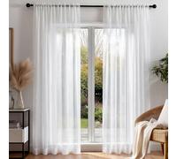 Deconovo Voilage Transparent Uni 2 Panneaux 140x290cm à Double PasseTringle