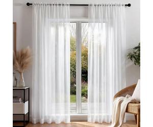 Deconovo Voilage Transparent Uni 2 Panneaux 140x290cm à Double PasseTringle