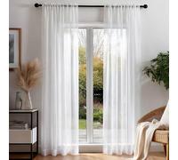 Deconovo Voilage Transparent Uni 2 Panneaux 70x240cm à Double Passe-Tringle