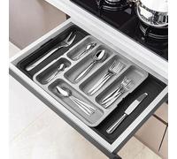 Deconox Porte-cuillère tiroir interne réglable rétractable pour couteau, cuillère, fourchette, tiroir, repose-cuillère coulissant