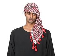 Décontracté Moyen pour Homme avec Pompon et Motif Grille Colorée Style Tendance Arabe
