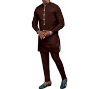 Décontracté Pour Hommes Africain Dashiki Ensemble 2 Pièces, Tenues Coupe Slim Hauts Manche Longue Chemise Pantalon Ensemble Vêtements Costume Survêtement Tribal Traditionnel ( Color : 6 , Size : Large