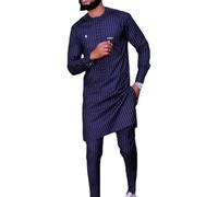 Décontracté Pour Hommes Africain Dashiki Ensemble 2 Pièces, Tenues Coupe Slim Manche Longue Chemise Pantalon Ensemble Vêtements Costume Survêtement Tribal Traditionnel (Size : M)