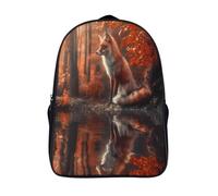 décontracté sac à dos léger et décontracté faune et flore sauvages imperméable école sacs 2 compartiment renard d'automne assis sacs à dos imprimé en 3d-16,12 ans et plus pour les voyages affaires