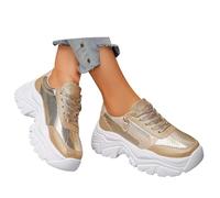 décontractées Femme à Plateforme avec Lacets et Fermeture latérale Tendance pour Un Style Confortable et Moderne (Gold, 40)