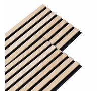 DECOON Lot de 2 panneaux tasseaux bois 250 x 30 x 1 cm - Lamelles bois placage chêne clair véritable fond noir - 1,5m²