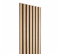 DECOON Panneau Mural Acoustique tasseaux Bois 250 x 30 x 1,9 cm - Lamelles chêne Clair véritable sur Fond Noir - 0,75m²