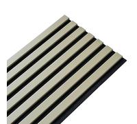 DECOON Panneau Mural Acoustique tasseaux Bois 250 x 30 x 1,9 cm - Lamelles placage Kaki Fond Noir - 0,75m²