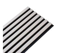 DECOON - Panneau Mural tasseaux Bois 250 x 30 cm - Lamelles placage Gris sur Feutrine Noire - Design Moderne et Isolation sonore - Revêtement décoratif intérieur - 0,75 m²