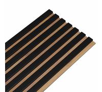 DECOON - Panneau Mural tasseaux Bois Rigide 250 x 30 x 1,4 cm - Décor Noir et Fond chêne - Revêtement décoratif 3D pour Murs intérieurs - Facile à Poser, Effet Relief Moderne - 0,75 m²