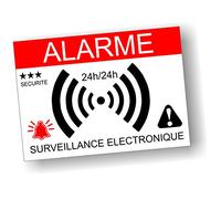 Decooo.be - Autocollants dissuasifs Alarme - Surveillance électronique - Lot de 10 - Dimensions 7,4 x 5,2 cm
