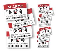 Decooo.be - Autocollants dissuasifs Alarme - Système électronique - Lot de 12 (4 Grands de 14,8 x 10,5 cm + 8 Petits de 7,4 x 5,2 cm)
