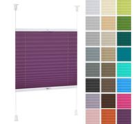 DECOOR Store Plissé 135x100cm Violet Occultants sans Perçage Facile À Installer Store Enrouleur pour Les Fenêtres et Les Portes Intimité et Protection Contre Le Soleil Ouverture à Double Sens