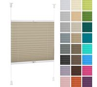 DECOOR Store Plissé 150x100cm Beige Occultants sans Perçage Facile À Installer Store Enrouleur pour Les Fenêtres et Les Portes Intimité et Protection Contre Le Soleil Ouverture à Double Sens