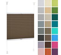 DECOOR Store Plissé 60x100cm Marron Occultants sans Perçage Facile À Installer Store Enrouleur pour Les Fenêtres et Les Portes Intimité et Protection Contre Le Soleil Ouverture à Double Sens