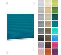 DECOOR Store Plissé 60x100cm Turquoise Occultants sans Perçage Facile À Installer Store Enrouleur pour Les Fenêtres et Les Portes Intimité et Protection Contre Le Soleil Ouverture à Double Sens