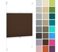 DECOOR Store Plissé 60x120cm Marron foncé Occultants sans Perçage Facile À Installer Store Enrouleur pour Les Fenêtres et Les Portes Intimité et Protection Contre Le Soleil Ouverture à Double Sens