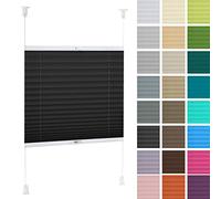 DECOOR Store Plissé 80x100cm Noir Occultants sans Perçage Facile À Installer Store Enrouleur pour Les Fenêtres et Les Portes Intimité et Protection Contre Le Soleil Ouverture à Double Sens