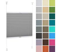 DECOOR Store Plissé 80x200cm Gris Occultants sans Perçage Facile À Installer Store Enrouleur pour Les Fenêtres et Les Portes Intimité et Protection Contre Le Soleil Ouverture à Double Sens