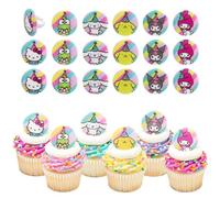 DecoPac Lot de 24 anneaux de cupcakes Hello Kitty & Friends It's a Celebration avec 6 personnages