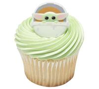 DECOPAC Lot de 24 anneaux Star Wars The Mandalorian The Child pour cupcakes, décorations de gâteaux de qualité alimentaire