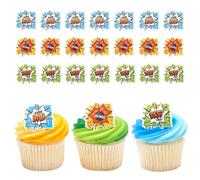 DecoPac Lot de 24 décorations pour cupcakes « Super Dad » - 24 anneaux pour la fête des pères, anniversaire et fête des pères