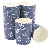 DecoPac Lot de 50 caissettes festonnées à imprimé nautique, parfaites pour de délicieux cupcakes, bords festonnés délicats, passent au four, sur le thème de la voile