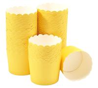 DecoPac Lot de 50 moules à cupcakes festonnés jaunes parfaits pour de délicieux cupcakes, bords festonnés, 50 caissettes à cupcakes passant au four