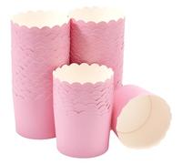 DecoPac Lot de 50 moules à cupcakes festonnés roses - Parfaits pour de délicieux cupcakes - Bord festonné délicat - Passent au four