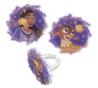DecoPac Lot de 72 anneaux de décoration de cupcakes « Wish Better Together » de Disney, avec Asha et Valentino, de qualité alimentaire pour anniversaire et célébration