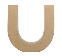Décopatch AC414O - Un support en papier brun mâché 5x22x22 cm, Lettre fantaisie U