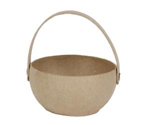 Décopatch AC463O - Un support en papier brun mâché 11x10x11,5 cm, Petit panier arrondi
