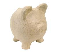 Décopatch AC764C - Un support en papier brun mâché 12x12x12 cm, Tirelire cochon