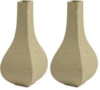 Décopatch AC798C - Un Support en Papier Brun mâché 5,3x5,3x12,5 cm - Waterproof - Petit Vase (Lot de 2)