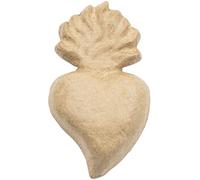 Décopatch AC927C - Un support en papier brun mâché 2,5x9x16,5 cm, Ex-voto cœur avec flamme