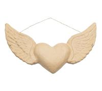 Décopatch AC928C - Un support en papier brun mâché 4,5x28,5x18 cm, Ex-voto cœur avec ailes
