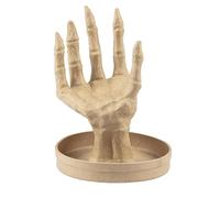 Décopatch AC931C - Un support en papier mâché brun - Plateau main gauche squelette Halloween - 15x7,5x11 cm