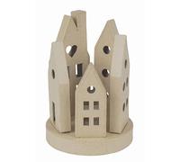 DÉCOPATCH AC933C-Bougeoir village de Noël en papier mâché-11,5x11,5x17cm