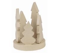 Décopatch AC934C - Un support en papier mâché brun - Bougeoir Forêt Noël - 11,5x11,5x17 cm